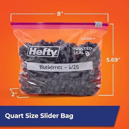 Hefty Slider Storage Bags Quart Size 312 Count (Pack of 4) | Durable Plastic Bags for Food Storage & Organization thumbnail 6