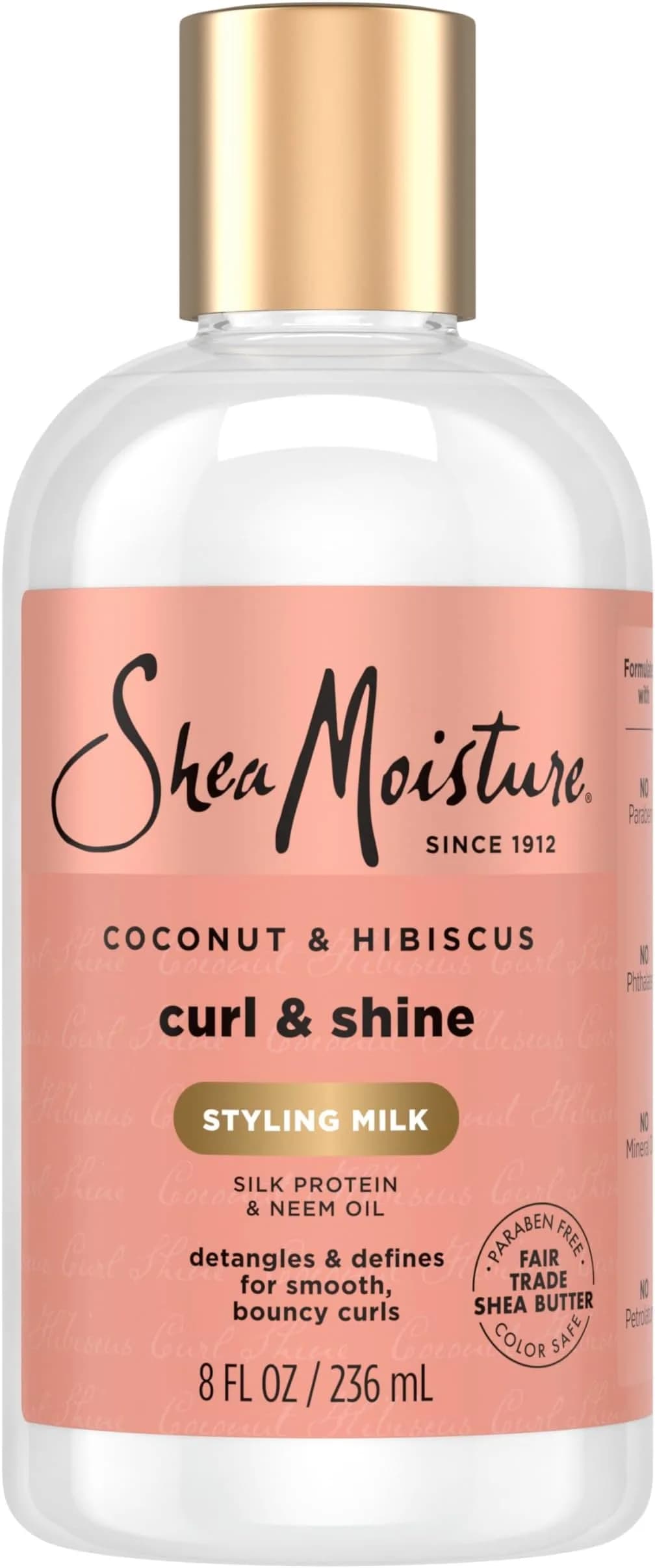 Shea Moisture Coconut & Hibiscus Curl & Style Milk 236ml (8 Fl Oz) | Anti-Frizz for Thick, Defined, Curly Hair