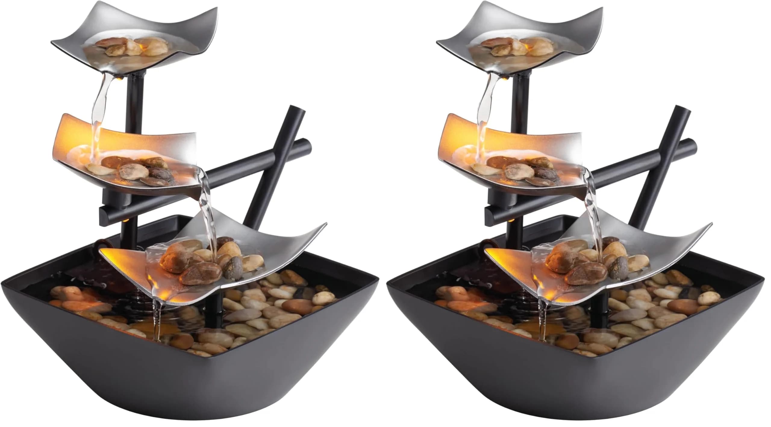 Homedics Silver Springs Tabletop Water Fountain with Natural River Rocks | 21 cm (8.25” Tall) - main product image