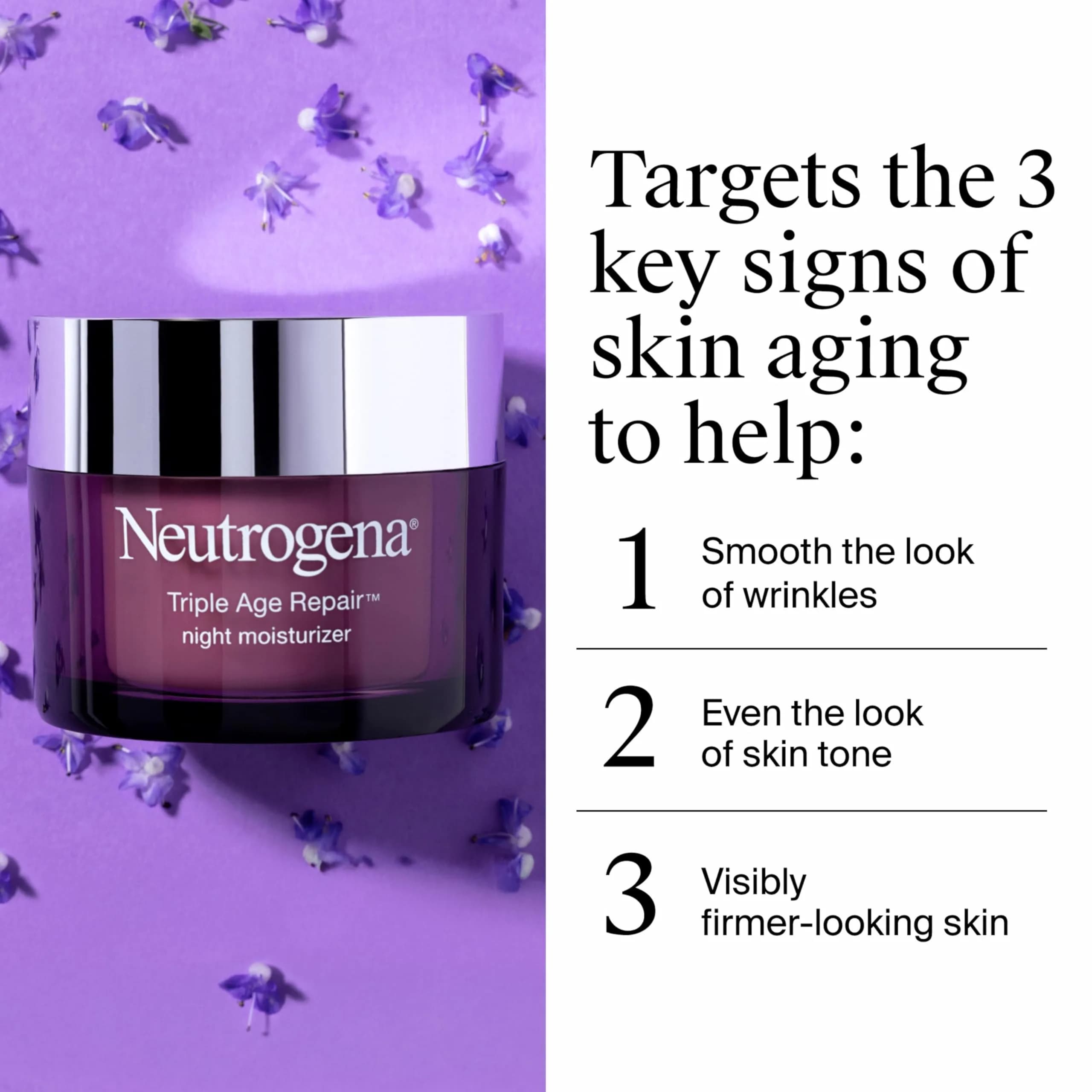 Neutrogena Triple Age Repair Night Face Moisturizer 50g (1.7 oz) | Clinically Proven Wrinkle Reduction - view 3
