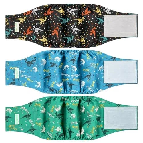 wegreeco Washable Male Dog Belly Band (Stylish Pattern) - Pack of 3 - Dog Diapers Male - Washable Male Dog Belly Wrap (Dinosaur Fossils, Medium) thumbnail 1