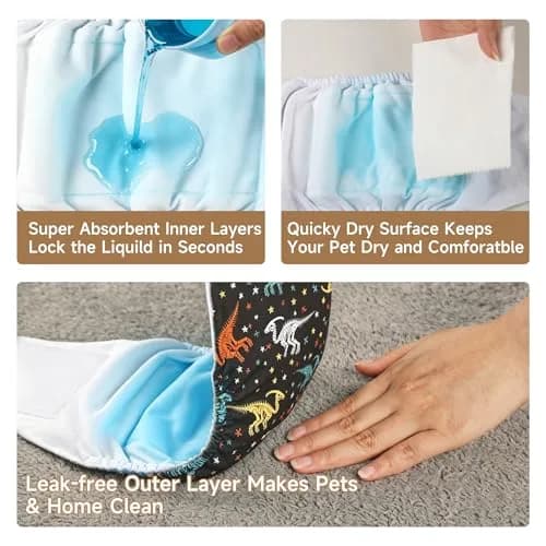 wegreeco Washable Male Dog Belly Band (Stylish Pattern) - Pack of 3 - Dog Diapers Male - Washable Male Dog Belly Wrap (Dinosaur Fossils, Medium) thumbnail 5