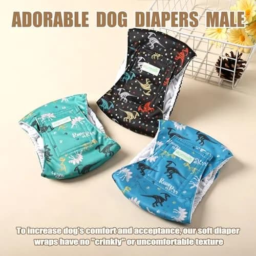 wegreeco Washable Male Dog Belly Band (Stylish Pattern) - Pack of 3 - Dog Diapers Male - Washable Male Dog Belly Wrap (Dinosaur Fossils, Medium) thumbnail 2