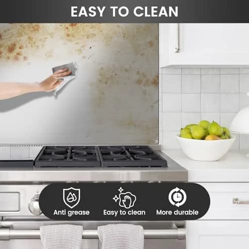 VENFAN 36"x24" Stainless Steel Backsplash | Grease Resistant Wall Panel for Kitchen thumbnail 6
