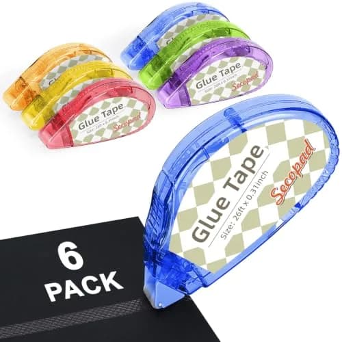 Secopad Double Sided Tape for Crafts, 6 Pack, 0.3in x 26ft Each | Mess-Free Adhesive Roller thumbnail 1