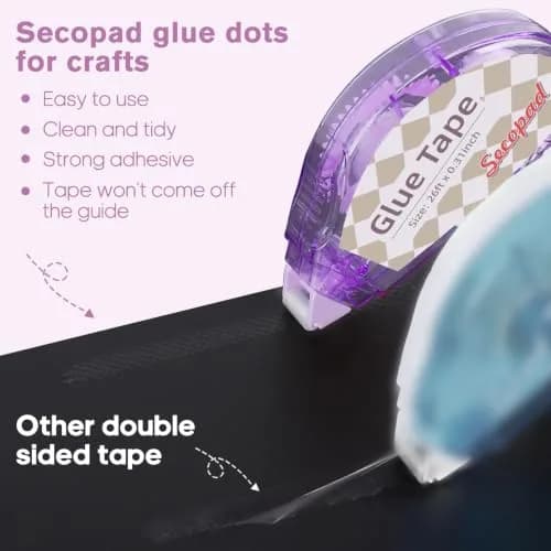 Secopad Double Sided Tape for Crafts, 6 Pack, 0.3in x 26ft Each | Mess-Free Adhesive Roller thumbnail 3