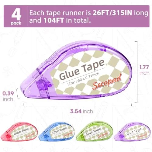 Secopad Clear Adhesive Tape 4 Pack | Mess-Free Double-Sided Tape for Crafts & Scrapbooking thumbnail 2