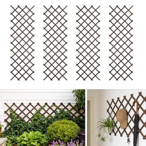 Tilinyan & one Expandable Wooden Lattice Panels 2.54cm x 226cm (38''x 89'') | Rustic Garden Trellis for Climbing Plants thumbnail 1