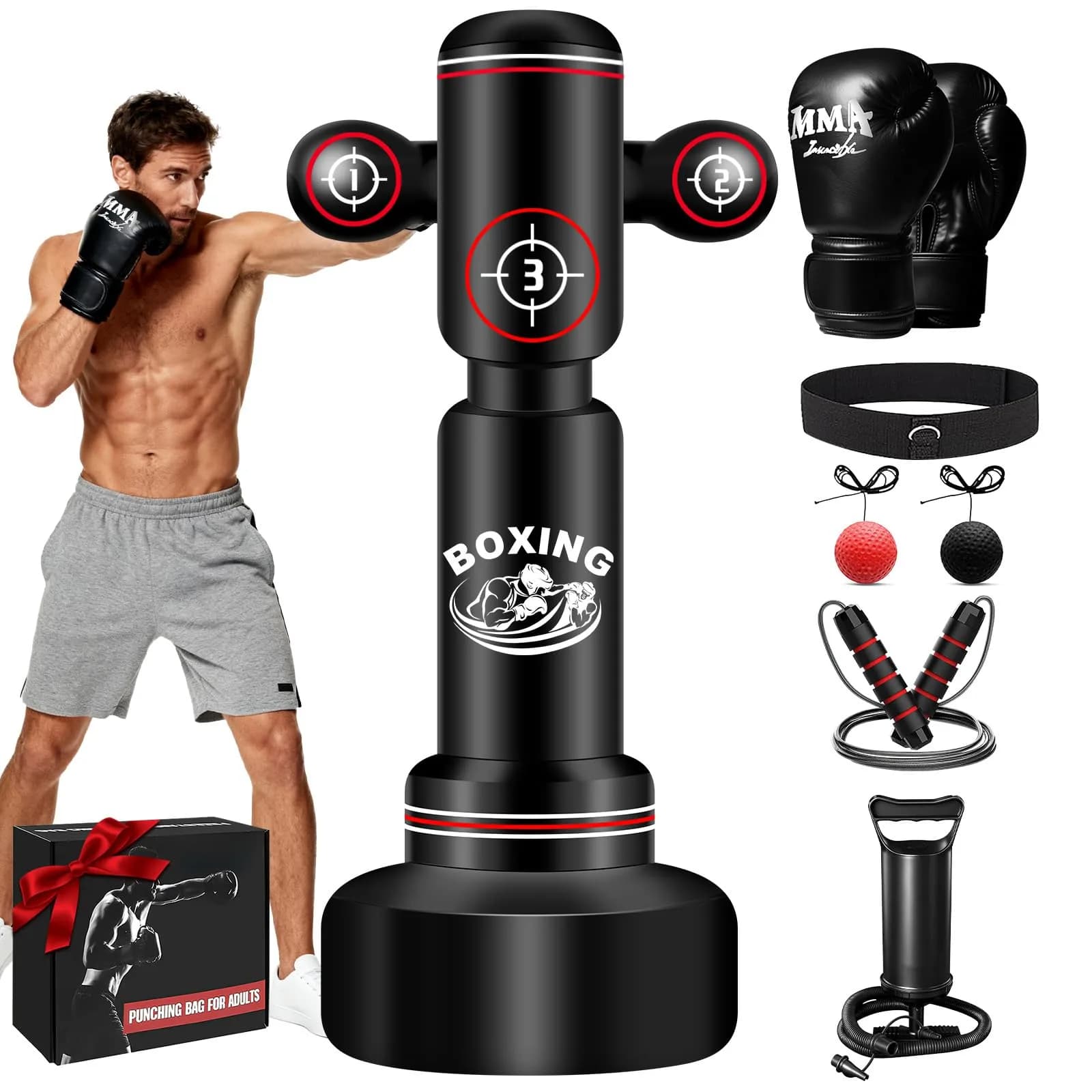 JUOIFIP 70" Heavy Standing Boxing Bag with Gloves, Pump & Jump Rope | Professional Training Equipment - main product image