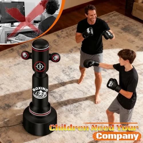 JUOIFIP 70" Heavy Standing Boxing Bag with Gloves, Pump & Jump Rope | Professional Training Equipment thumbnail 8