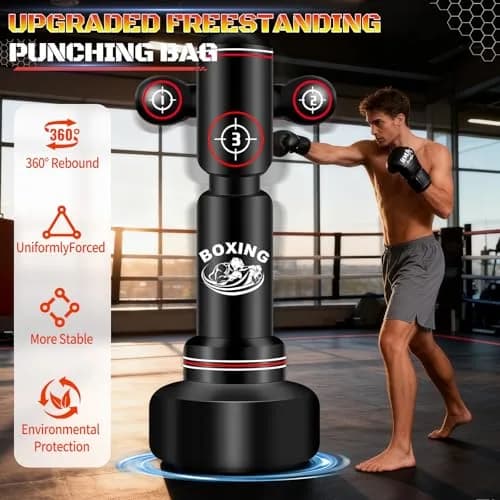 JUOIFIP 70" Heavy Standing Boxing Bag with Gloves, Pump & Jump Rope | Professional Training Equipment thumbnail 3