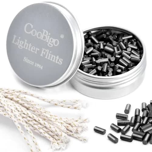 CooBigo Lighter Flints and Cotton Wicks Repair Kit (100 Flints, 20 Wicks) | Extend Lighter Life thumbnail 1