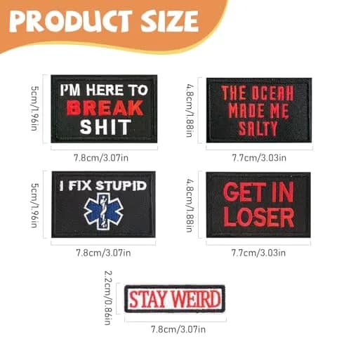 Harsgs 14pcs Funny Tactical Morale Patches Pack with Hook & Loop Backing | Assorted Letter Print thumbnail 3
