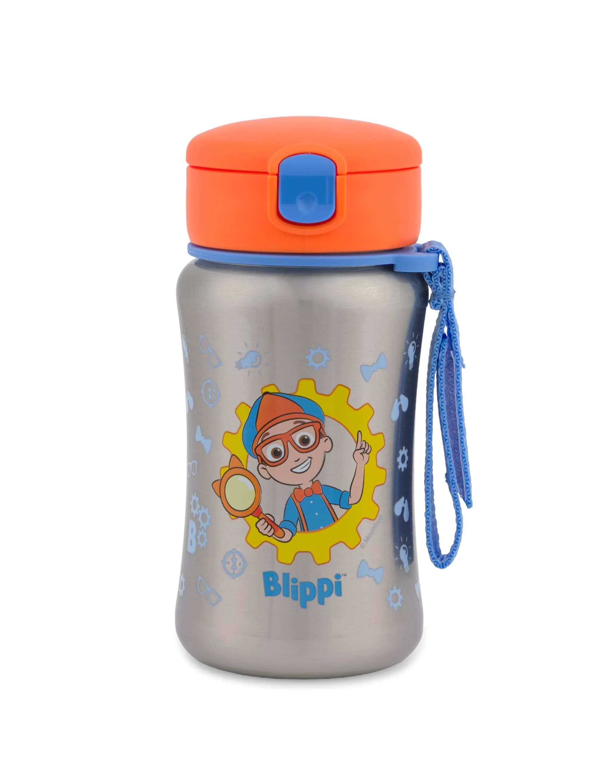 Skip Hop x Blippi Toddler Stainless Steel Water Bottle with Pop-Up Lid & Flexible Straw, 12oz - main product image