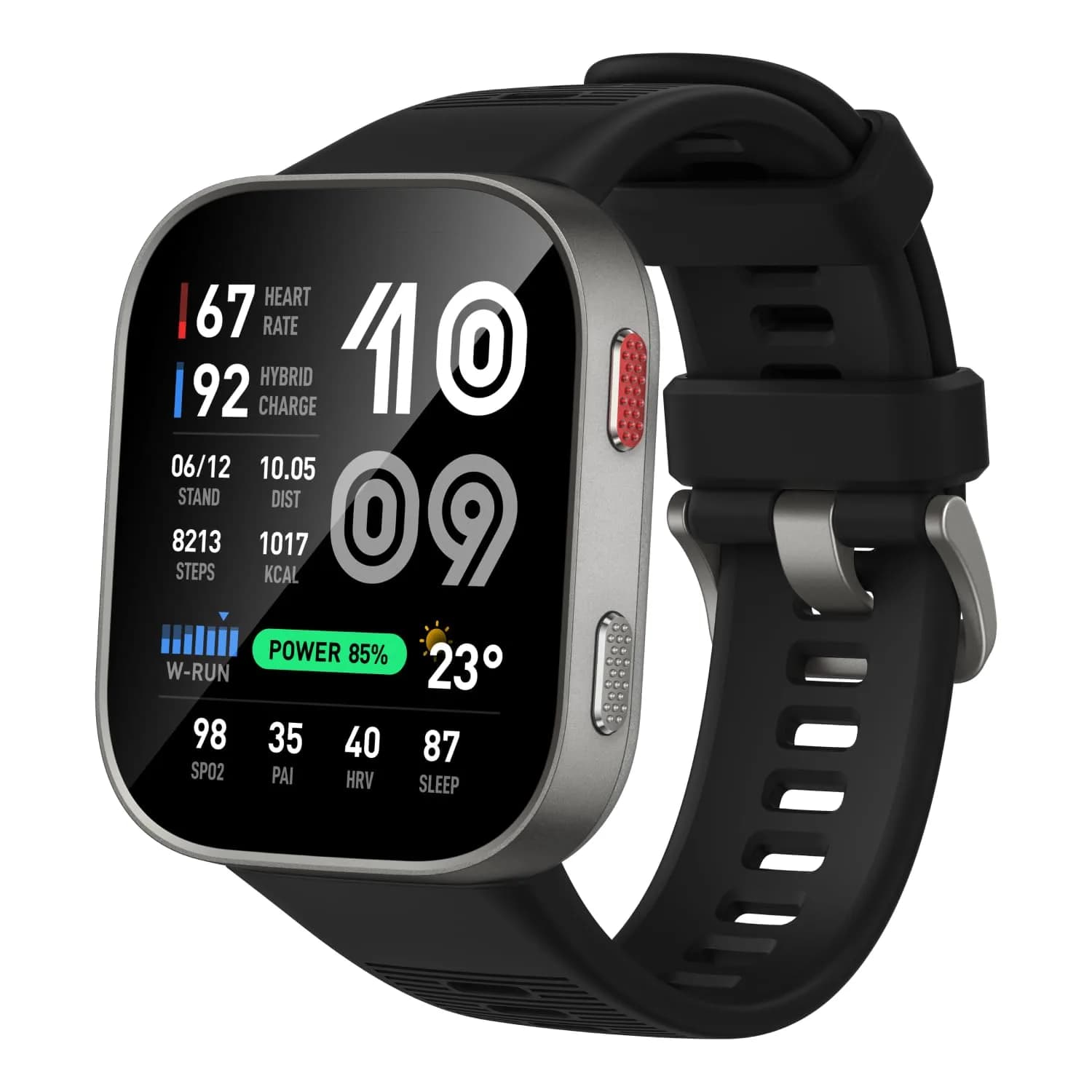 Amazfit Bip Max Smart Watch 2.07" AMOLED Display GPS iOS/Android | 20-Day Battery — Silver (Black Band)
