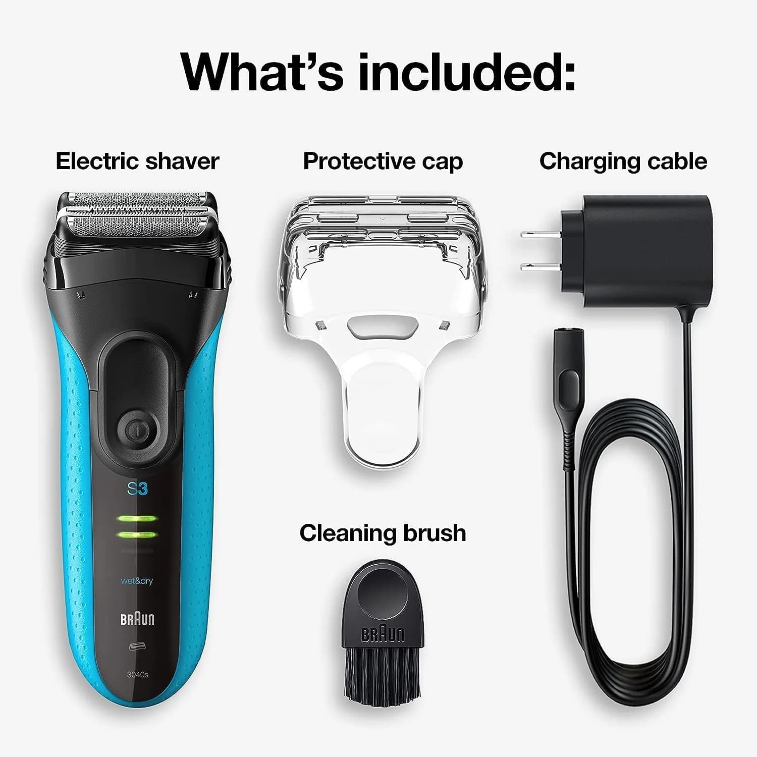 Braun Series 3 Electric Shaver 3040s Blue/Black 4 Piece Set (Pack of 2) | Precision Trimmer for Men - view 2
