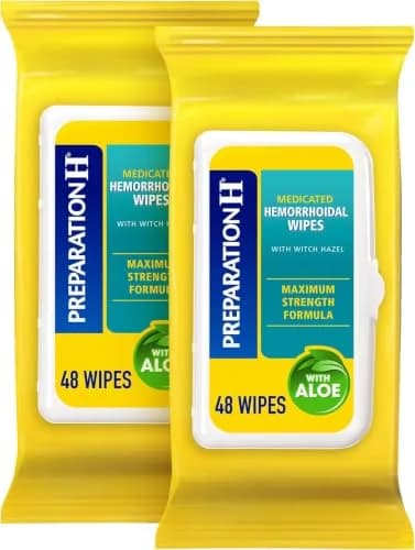 Preparation H Hemorrhoid Flushable Wipes with Witch Hazel 48 Count (Pack of 24) | FDA Approved Medication for Irritation Relief thumbnail 1