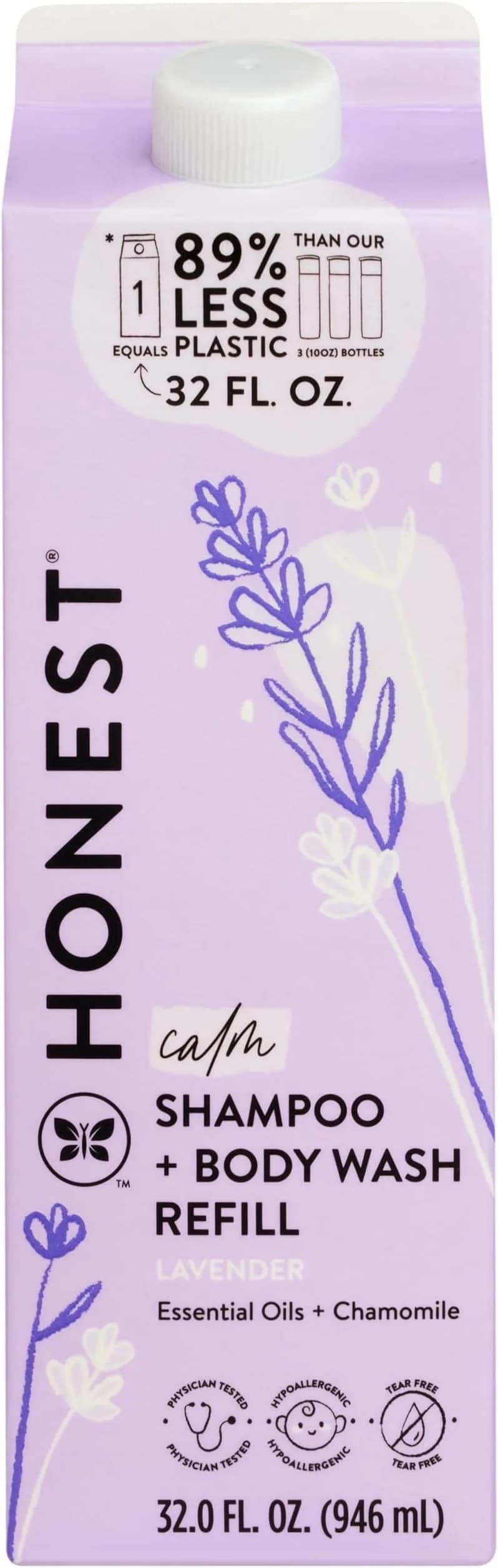 The Honest Company 2-in-1 Shampoo Body Wash Refill 192 fl oz (5.68 L) | Gentle, Tear-Free, Hypoallergenic Lavender Calm - main product image