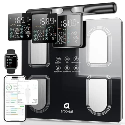 Arboleaf Body Composition Scale with Handle Display, Black | 8-Electrode Smart BMI & Body Fat Monitor thumbnail 1