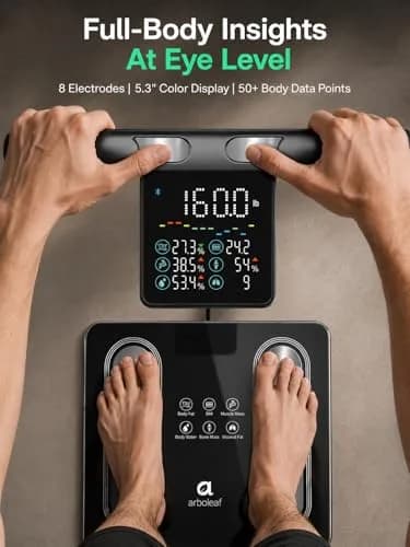 Arboleaf Body Composition Scale with Handle Display, Black | 8-Electrode Smart BMI & Body Fat Monitor thumbnail 3