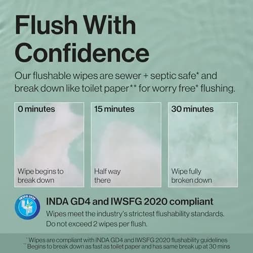 The Honest Company Hypoallergenic Flushable Wipes Tropical Leaves 126 Count (Pack of 3) | Sewer + Septic Safe, Plant-Based Cloth thumbnail 4