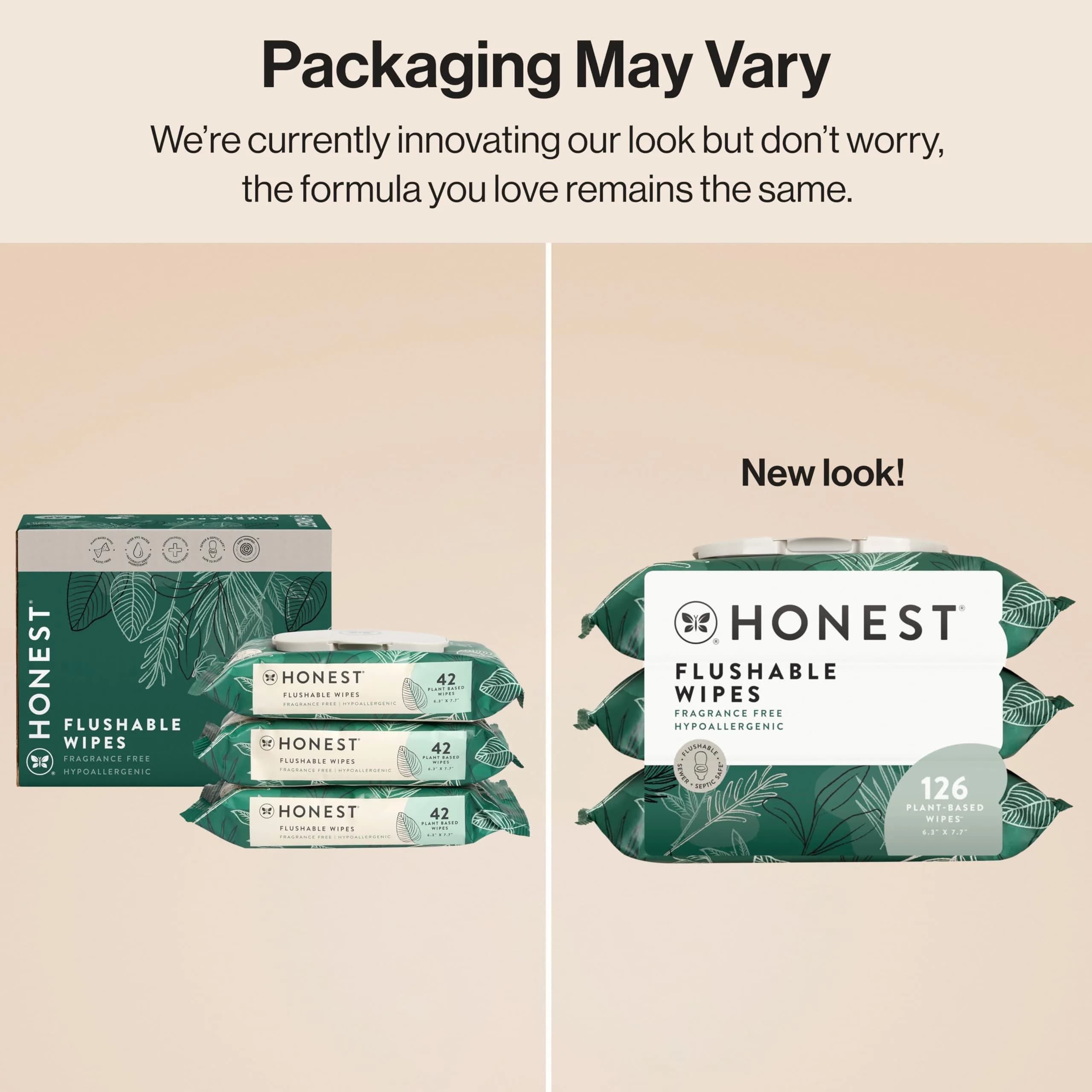 The Honest Company Hypoallergenic Flushable Wipes Tropical Leaves, 126 Count (3 Packs) | EWG Verified & Dermatologist Tested for Sensitive Skin - view 9