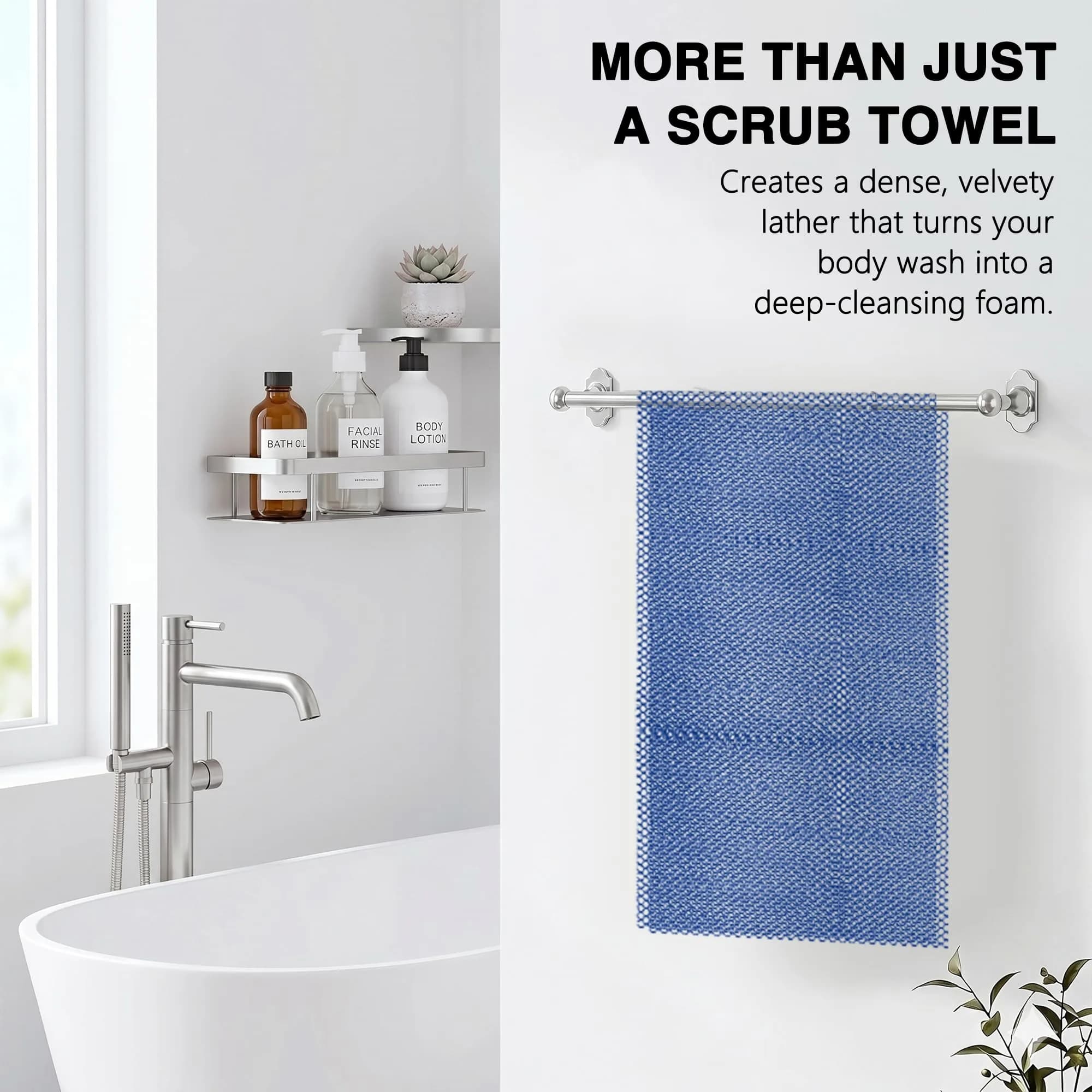UJFQBH Authentic African Net Sponge 3 Pack, Exfoliating Body Scrubber for Gentle Daily Exfoliation, Deep Cleansing Back Scrubber for Hard to Reach Areas, Quick Drying Shower Essential Ocean Blue - view 2