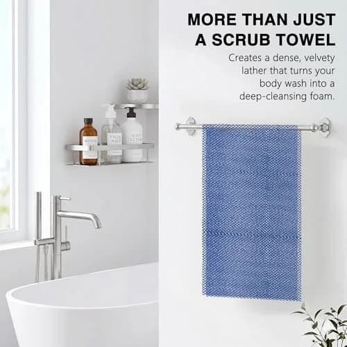 UJFQBH Authentic African Net Sponge 3 Pack, Exfoliating Body Scrubber for Gentle Daily Exfoliation, Deep Cleansing Back Scrubber for Hard to Reach Areas, Quick Drying Shower Essential Ocean Blue thumbnail 2