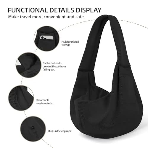ARZQUT Dog and Cats Carrier Sling, Breathable Small Pet Carrier, 21 x 12 inches | Hands-Free Travel thumbnail 2