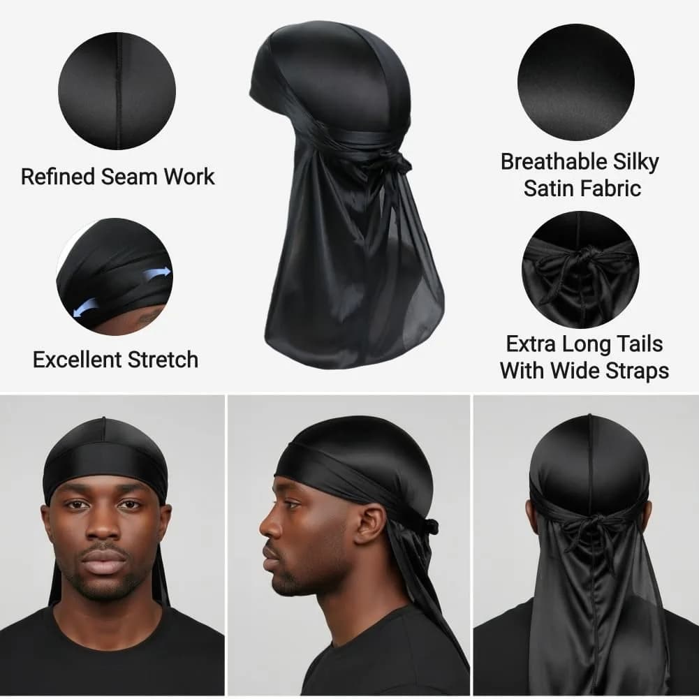 COCOSILK White Silky Durag for Men & Women | One Size - view 2