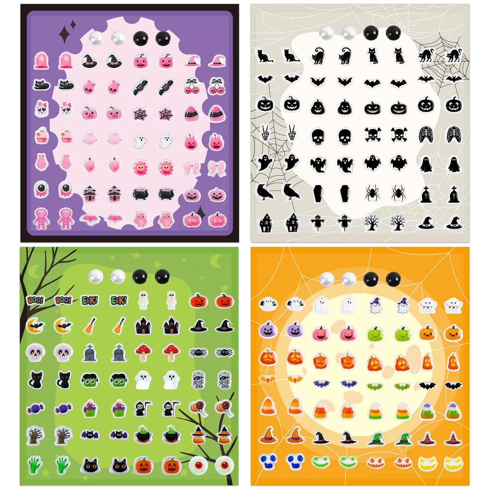 AUGSUN 240 Pcs Halloween Stick-on Earrings | 8 mm (0.31 in) - main product image