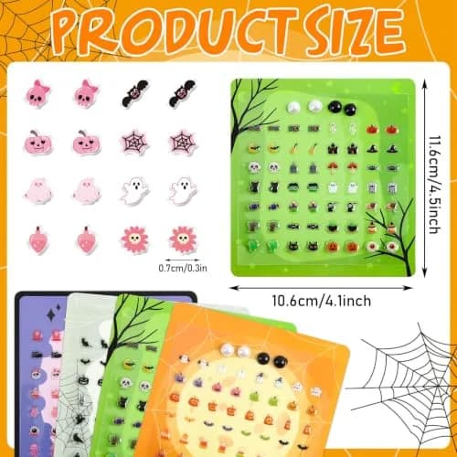 AUGSUN 240 Pcs Halloween Stick-on Earrings | 8 mm (0.31 in) thumbnail 4