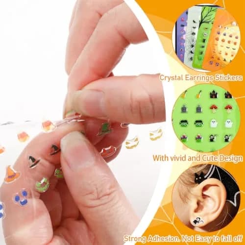 AUGSUN 240 Pcs Halloween Stick-on Earrings | 8 mm (0.31 in) thumbnail 3