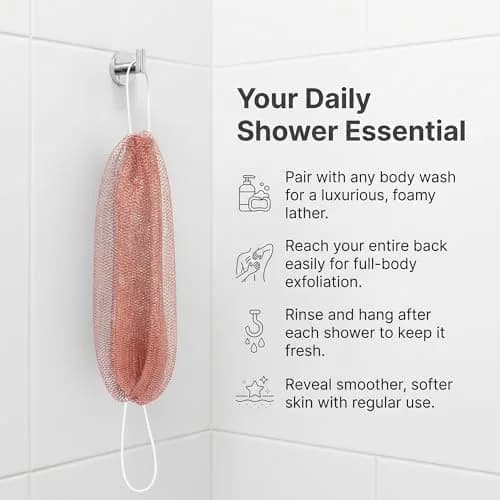 UJFQBH African Net Sponge 3 Pack (Berry Pink) | Deep Cleansing & Gentle Exfoliation for All Skin Types thumbnail 4