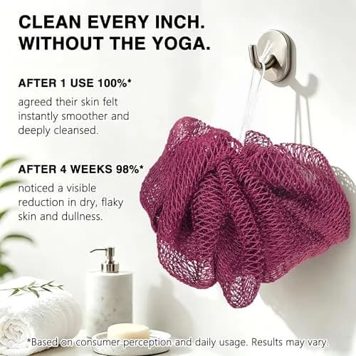 UJFQBH African Net Sponge 3 Pack (Berry Pink) | Deep Cleansing & Gentle Exfoliation for All Skin Types thumbnail 5