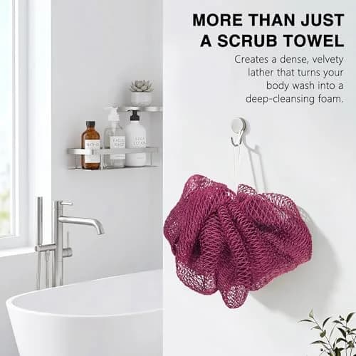 UJFQBH African Net Sponge 3 Pack (Berry Pink) | Deep Cleansing & Gentle Exfoliation for All Skin Types thumbnail 2