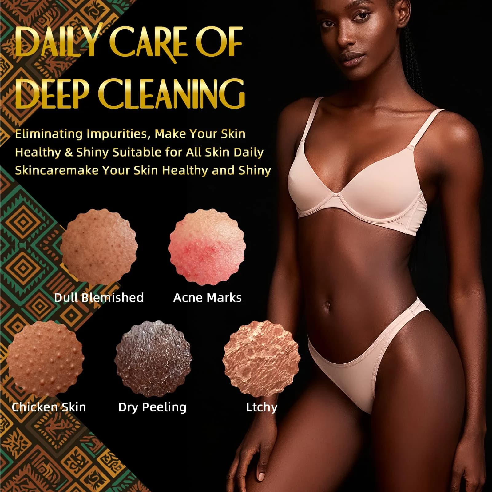 UJFQBH African Net Sponge Authentic, Exfoliating Body Scrubber for Back and Hard to Reach Areas, Gentle Daily Exfoliation for Deep Cleansing, Quick Drying Shower Essential Rosewood 3 Pack - view 5