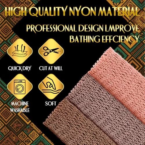 UJFQBH African Net Sponge Authentic, Exfoliating Body Scrubber for Back and Hard to Reach Areas, Gentle Daily Exfoliation for Deep Cleansing, Quick Drying Shower Essential Rosewood 3 Pack thumbnail 2