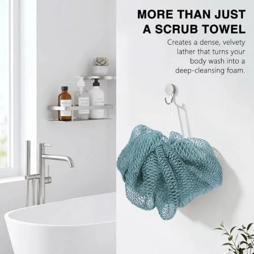UJFQBH African Net Sponge 3 Pack (Aqua Grey) | Deep Cleansing Back Scrubber for Hard to Reach Areas thumbnail 2