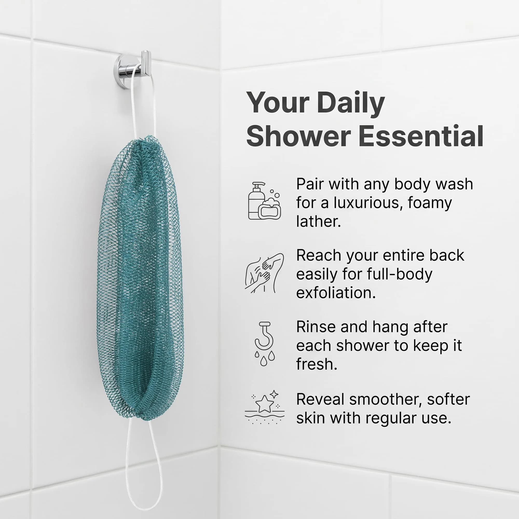 UJFQBH African Net Sponge 3 Pack (Aqua Grey) | Deep Cleansing Back Scrubber for Hard to Reach Areas - view 4