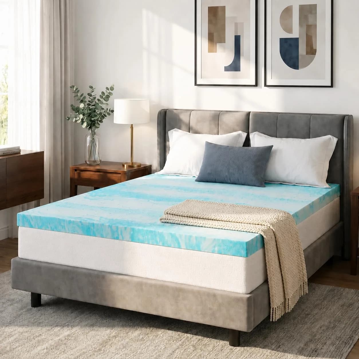 Beddle Full Size 4 Inch Gel Memory Foam Mattress Topper | Ventilated & CertiPUR-US Certified