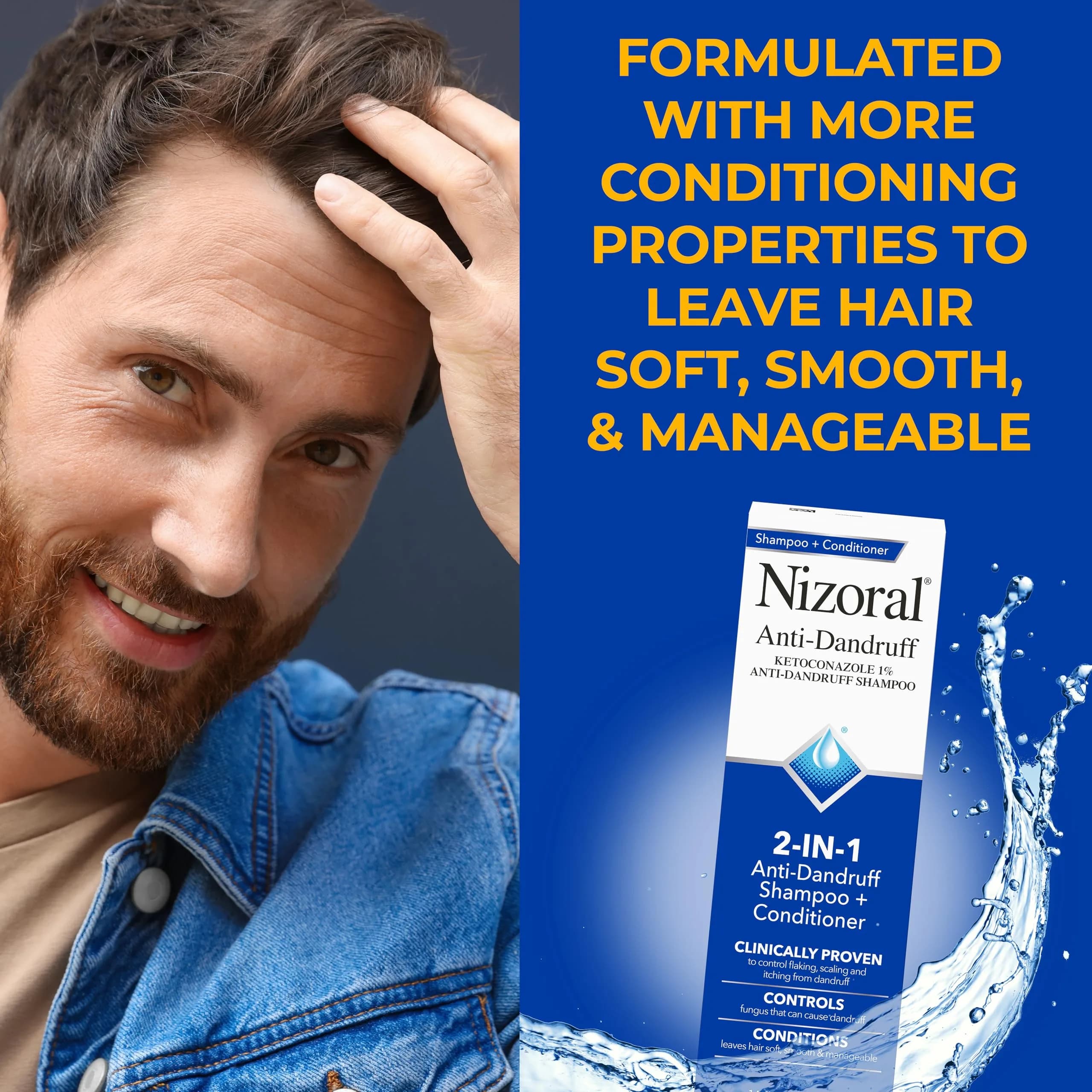 Nizoral 2-in-1 Anti-Dandruff Shampoo and Conditioner with Ketoconazole, 2 x 14 Fl Oz | Controls Scalp Fungus - view 4