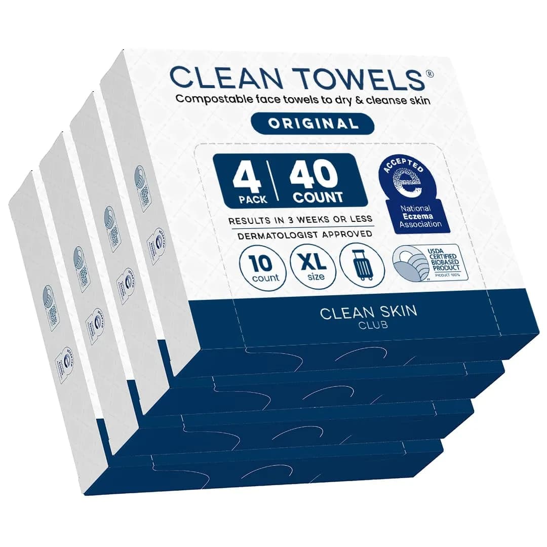 Clean Skin Club Wipe Skin_Cleaning_Wipe 40 Count | Biobased Disposable Face Towels for All Skin Types — Blue
