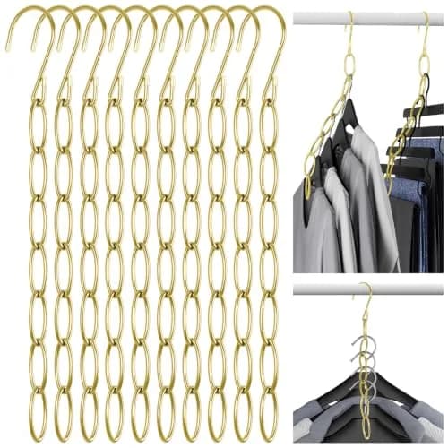 NiHome Clothing Chain Hangers 10-Pack | Space Saving Metal Closet Organizer for All Garments thumbnail 1