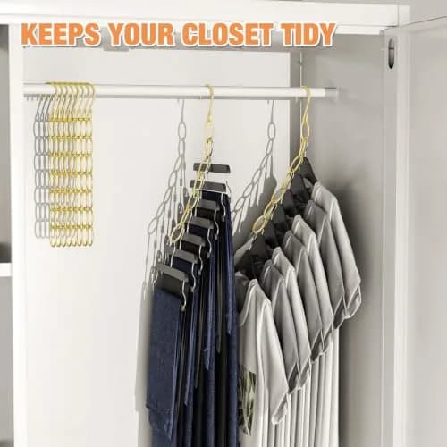 NiHome Clothing Chain Hangers 10-Pack | Space Saving Metal Closet Organizer for All Garments thumbnail 3