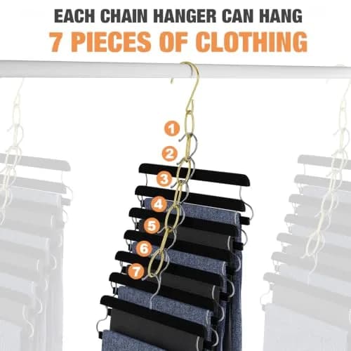NiHome Clothing Chain Hangers 10-Pack | Space Saving Metal Closet Organizer for All Garments thumbnail 4