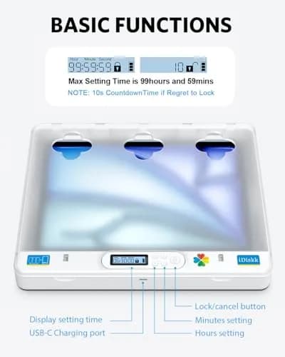 iDiskk Large Timer Lock Box with Electronic Combination Lock | Fits iPad & Phone, 27.9cm (11in) Height thumbnail 3
