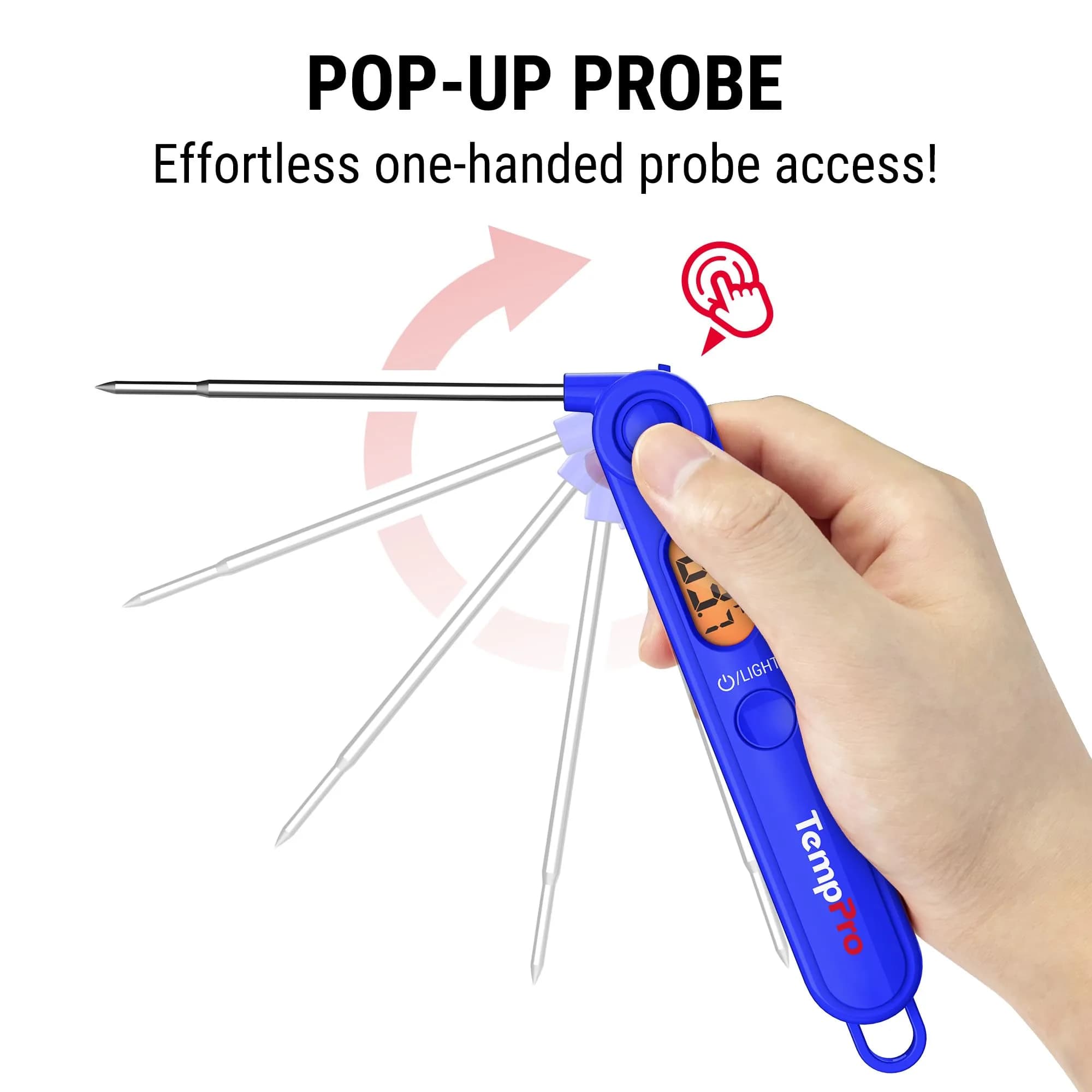 TempPro TempSwift Digital Meat Thermometer for Cooking with Foldable Probe & Backlight | 300°C (572°F) Instant Read - view 3