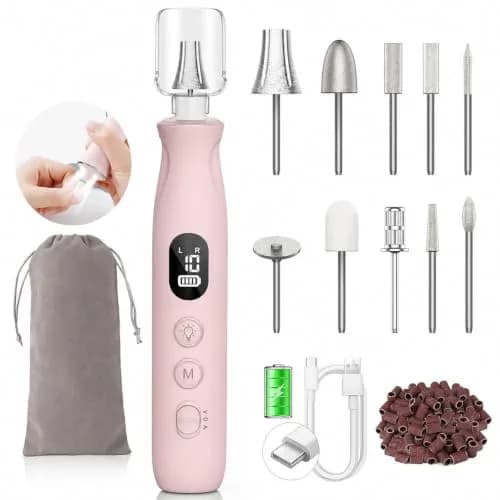 HSKAI Electric Nail File Drill, Toe Nail Grinder for Thick Toenails & Callus, 2000mAh (Vintage Rose) | Salon-Quality Manicure & Pedicure Tool thumbnail 1