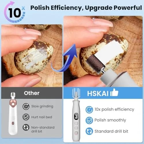 HSKAI Electric Nail File Drill, Toe Nail Grinder for Thick Toenails & Callus, 2000mAh (Vintage Rose) | Salon-Quality Manicure & Pedicure Tool thumbnail 2